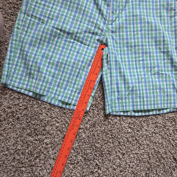 Vineyard Vines Plaid Shorts‎ Mens's 34X 9" Green Blue Pockets Golf Bright Loud - Picture 3 of 6